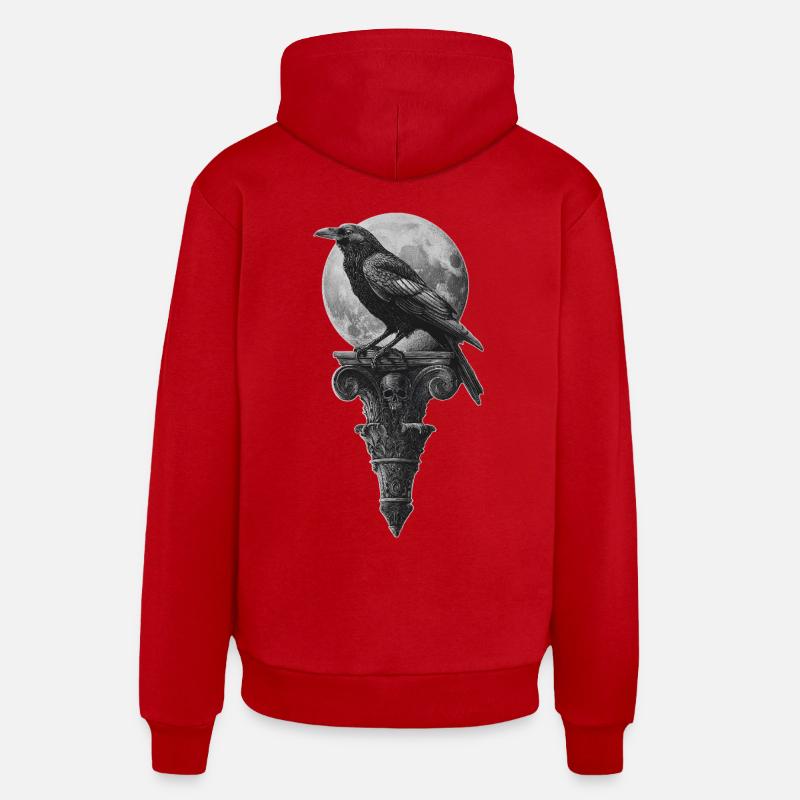 Corbeau - Sweat à capuche bio décontracté fabriqué en UE - rouge