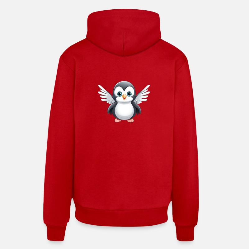Ange pingouin mignon - Sweat à capuche bio décontracté fabriqué en UE - rouge