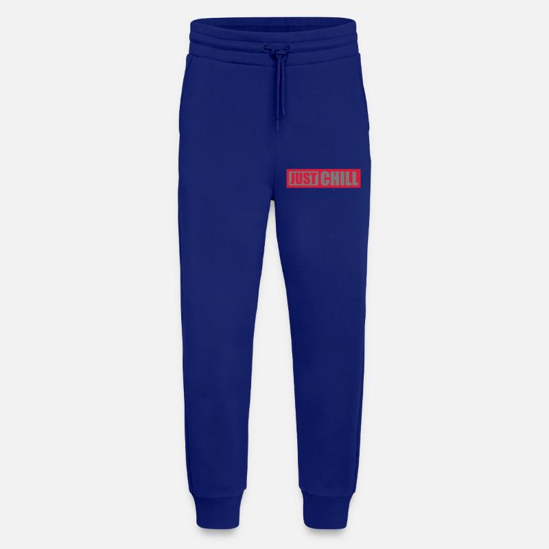 Just Chill Text Logo - Pantalon de jogging bio décontracté fabriqué en UE - Iconic Blue