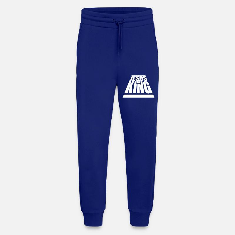Citation de Jésus est roi - Pantalon de jogging bio décontracté fabriqué en UE - Iconic Blue