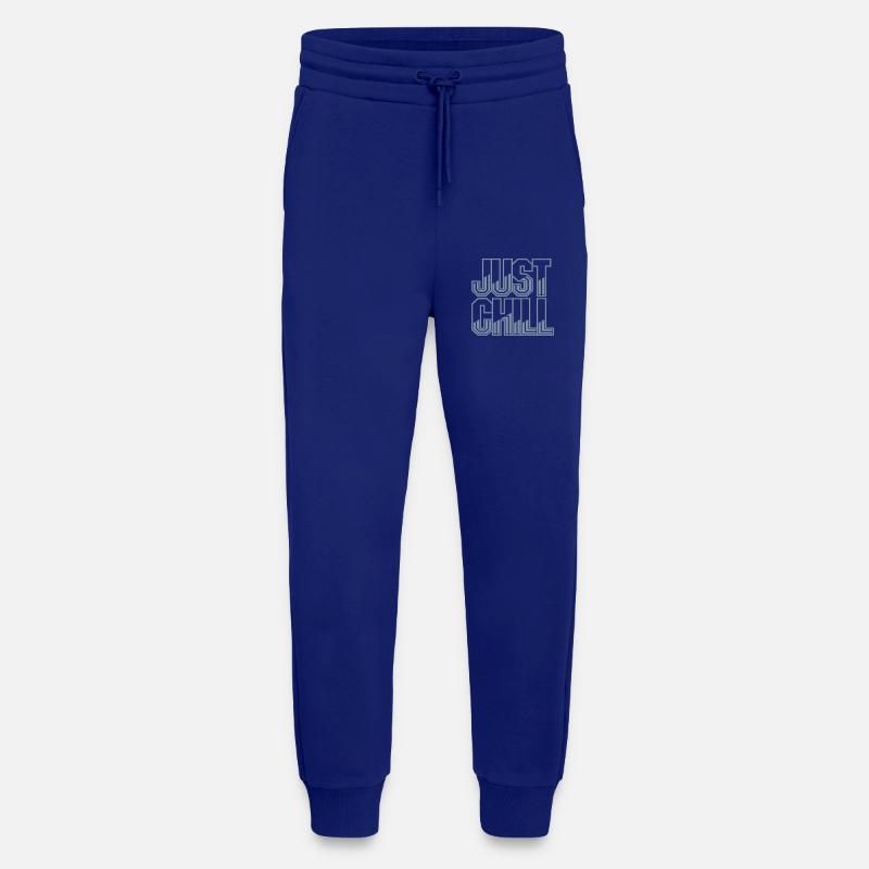 Just Chill Text Logo - Pantalon de jogging bio décontracté fabriqué en UE - Iconic Blue