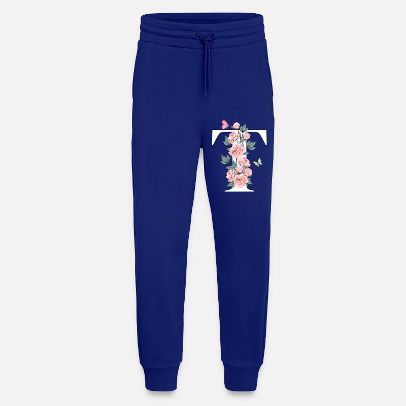 Buchstabe t Rosa Blumen - Jogginghose - made by SPREAD - Iconic Blue