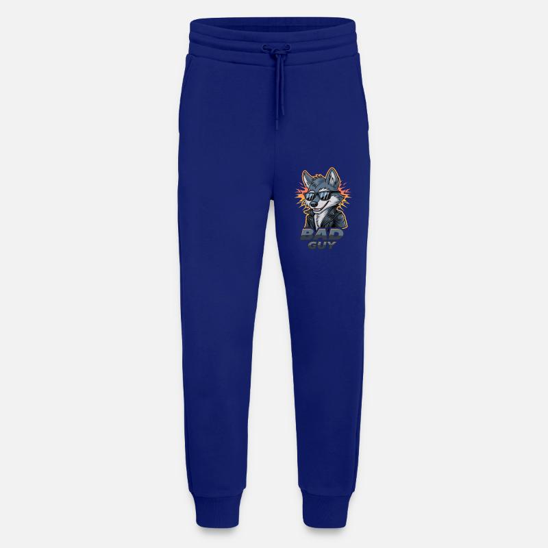 Cooler Wolf Mit Sonnenbrille Und Lederjacke - Bad - Jogginghose - made by SPREAD - Iconic Blue