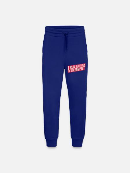 run better than government - Jogging Pants - made by SPREAD  - Iconic Blue