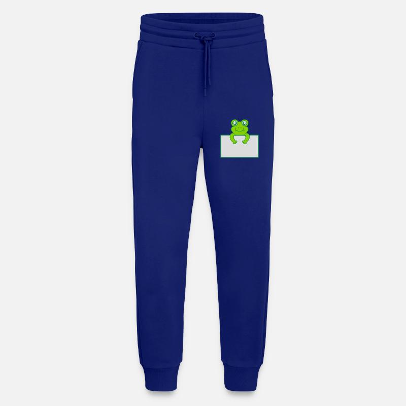 Texte présent bouclier de grenouille - Pantalon de jogging bio décontracté fabriqué en UE - Iconic Blue