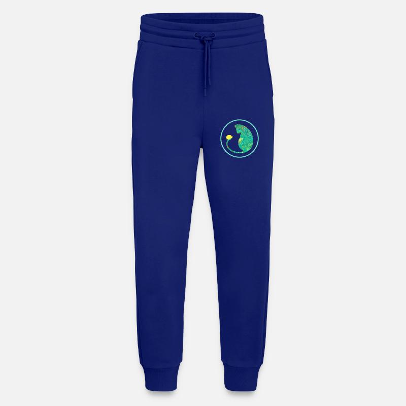 Chat avec hérisson E 71 - Pantalon de jogging bio décontracté fabriqué en UE - Iconic Blue