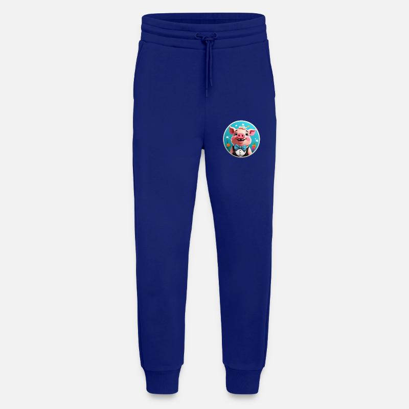 Bande dessinée cochon drôle - Pantalon de jogging bio décontracté fabriqué en UE - Iconic Blue