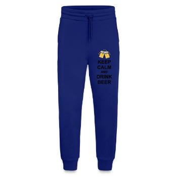 Restez calme Buvez de la bière - Pantalon de jogging bio décontracté fabriqué en UE - Iconic Blue - Devant