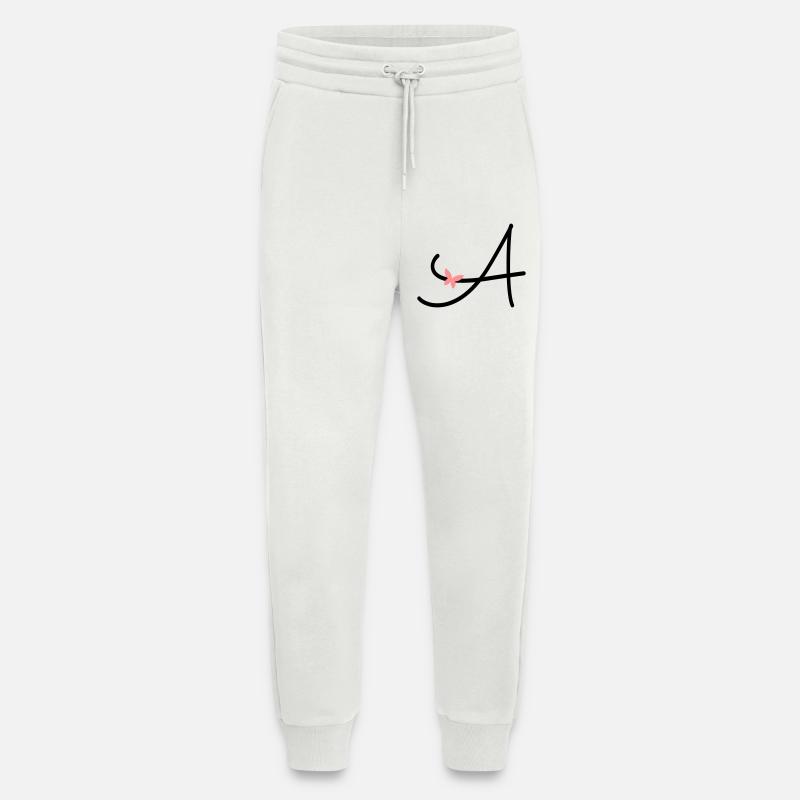 Lettre A Lettre Initiale Papillon - Pantalon de jogging bio décontracté fabriqué en UE - OFF WHITE