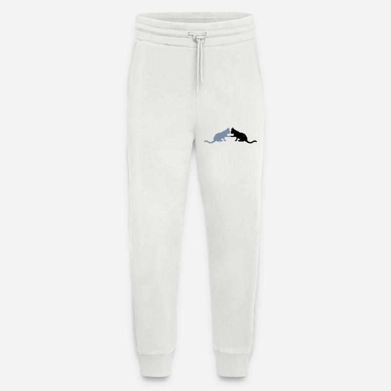 2 jolies silhouettes de chats - Pantalon de jogging bio décontracté fabriqué en UE - OFF WHITE