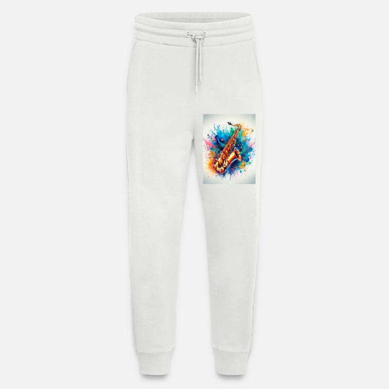 Aquarell-Saxophon - Jogginghose - made by SPREAD - OFF WHITE