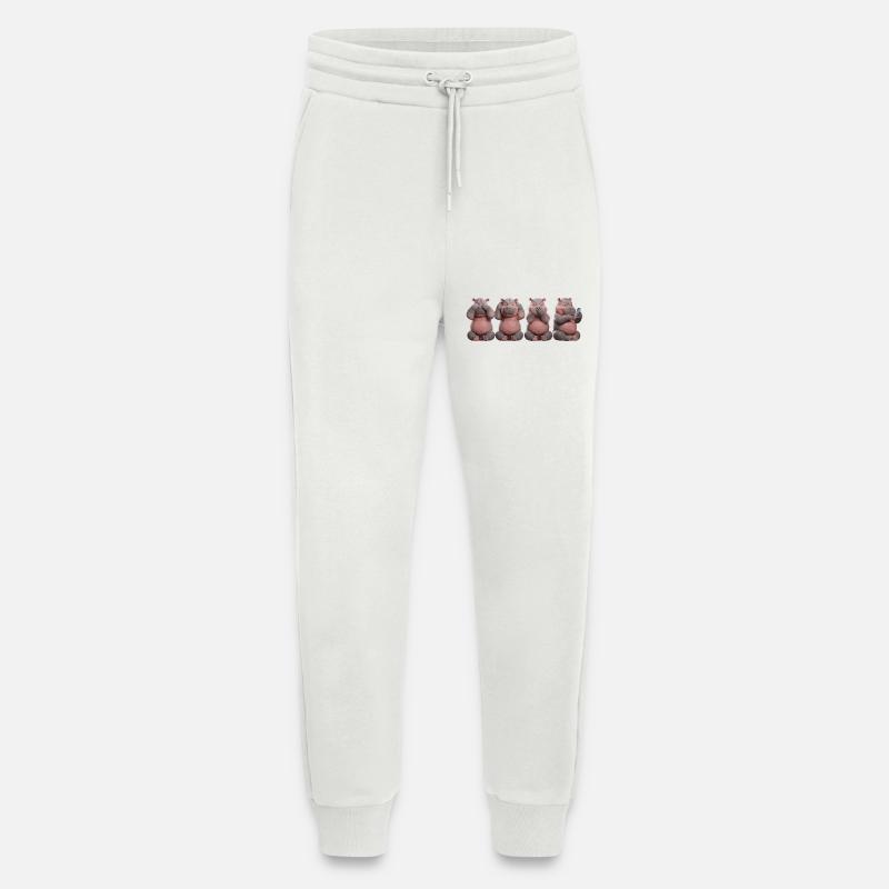 Four hippos funny illustration with - Jogging Pants - made by SPREAD  - OFF WHITE