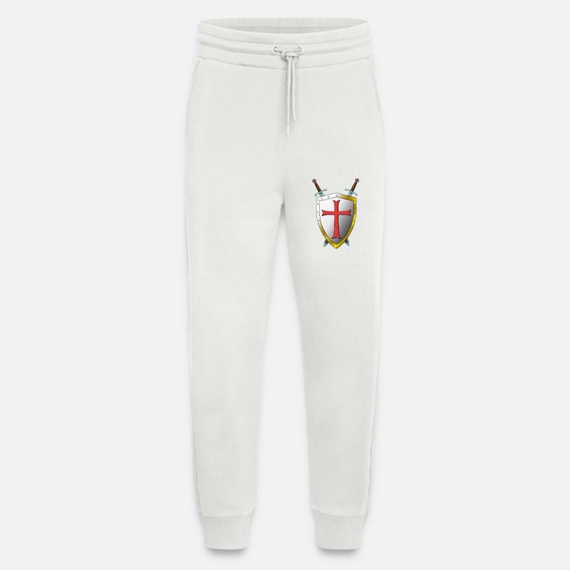 Templer Bouclier et Épées - Templiers - Pantalon de jogging bio décontracté fabriqué en UE - OFF WHITE