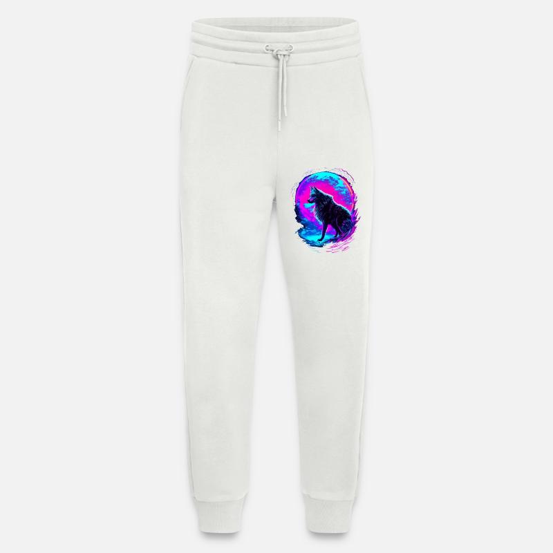 Wolf Neon Moon Synthwave - Jogginghose - made by SPREAD - OFF WHITE