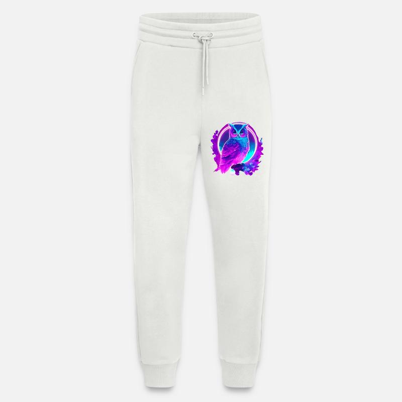 Owl Neon Moon Synthwave - Jogging Pants - made by SPREAD  - OFF WHITE