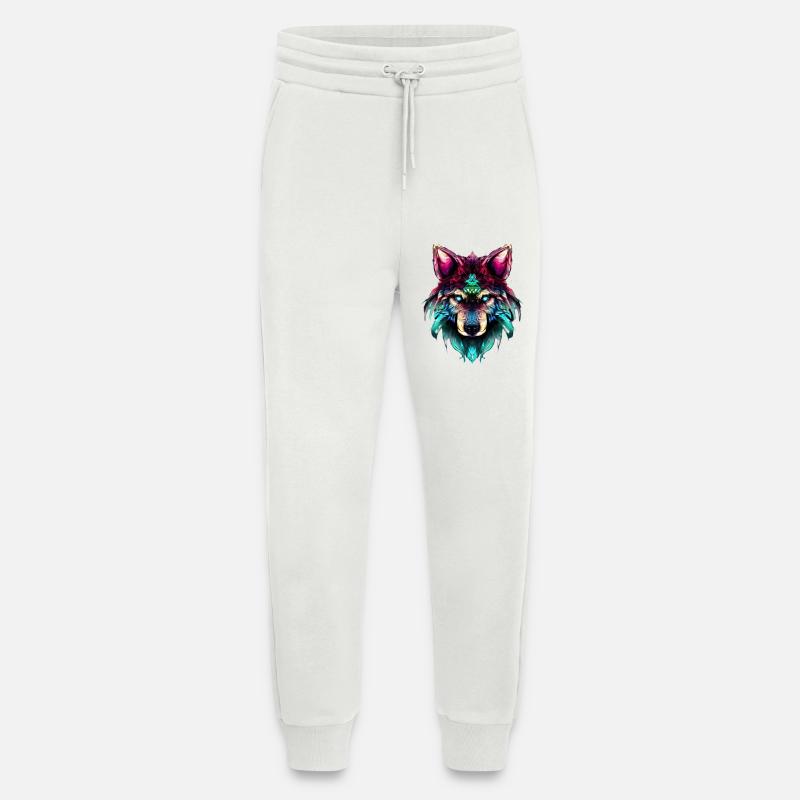 Mystischer Wolf Synthwave Wolfskopf - Jogginghose - made by SPREAD - OFF WHITE
