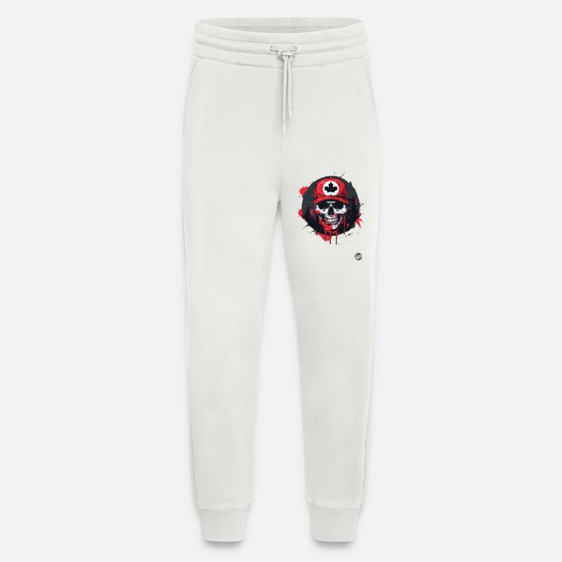 Canadian skull with maple leaf - Jogging Pants - made by SPREAD  - OFF WHITE