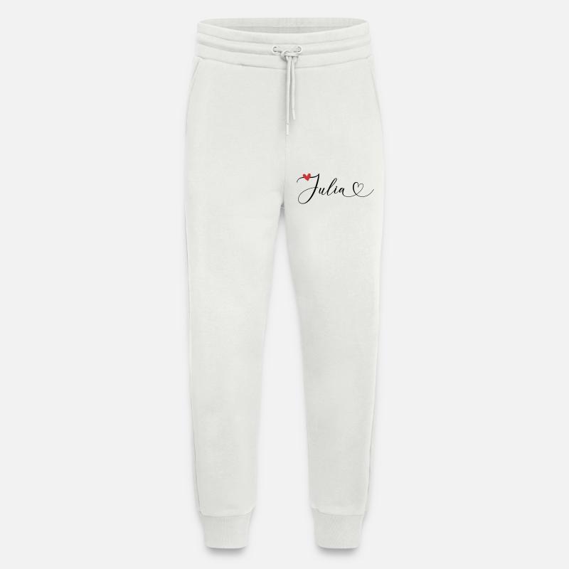 Julia Nom Prénom Calligraphie Coeur - Pantalon de jogging bio décontracté fabriqué en UE - OFF WHITE