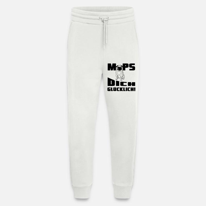 Mops dich glücklich! Geschenk - Jogginghose - made by SPREAD - OFF WHITE