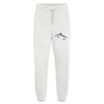 Dauphins en duo bleu aquarelle - Pantalon de jogging bio décontracté fabriqué en UE - OFF WHITE - Devant