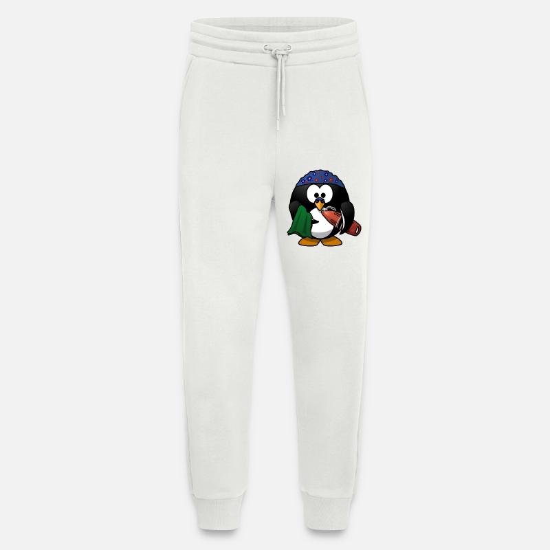 Flower Hat Penguin on the Beach - Jogging Pants - made by SPREAD - OFF WHITE