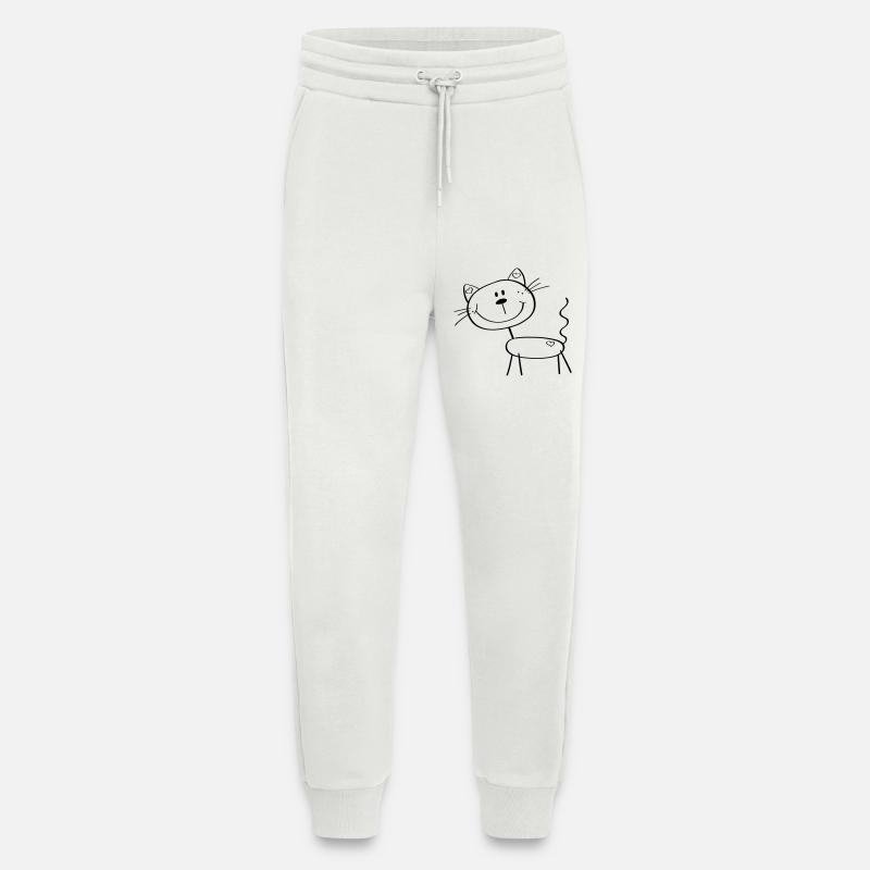 Lustige Strichmännchen Katze - Comic - Katzen - Jogginghose - made by SPREAD - OFF WHITE