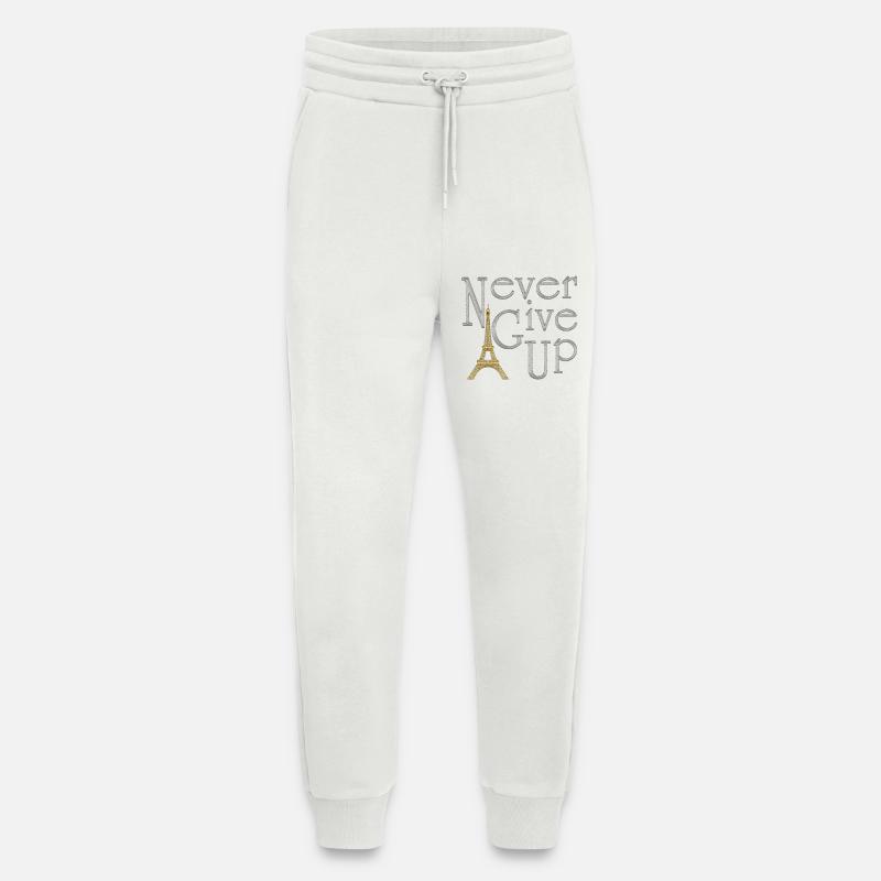 NEVER GIVE UP Silber Eiffelturm Gold - Jogginghose - made by SPREAD - OFF WHITE