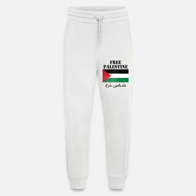 Drapeau de Palestine libre - Pantalon de jogging bio décontracté fabriqué en UE - OFF WHITE