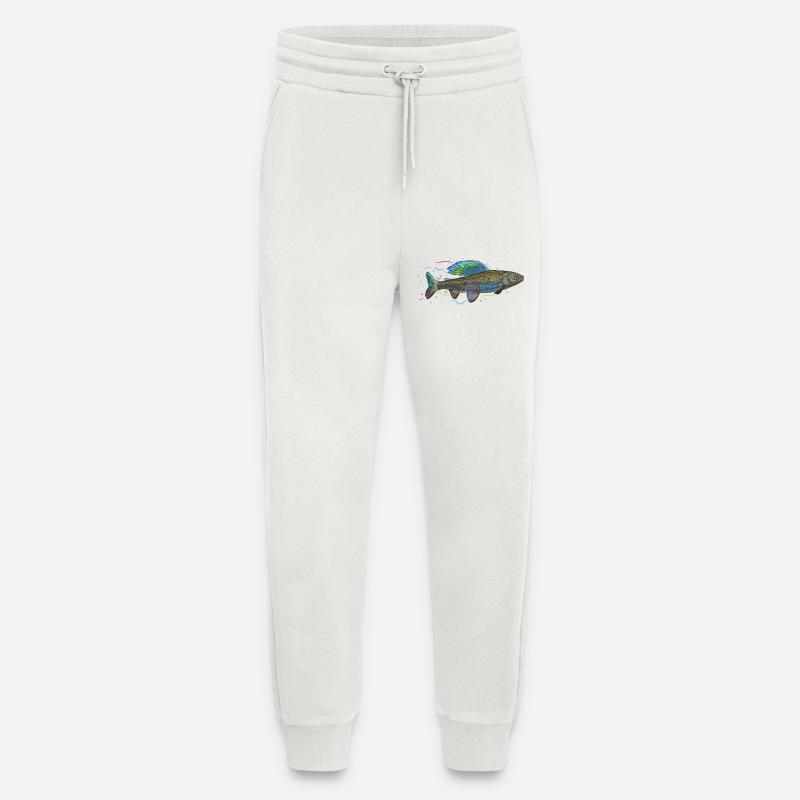 Chromatischer irisierender Fisch – Äsche - Jogginghose - made by SPREAD - OFF WHITE