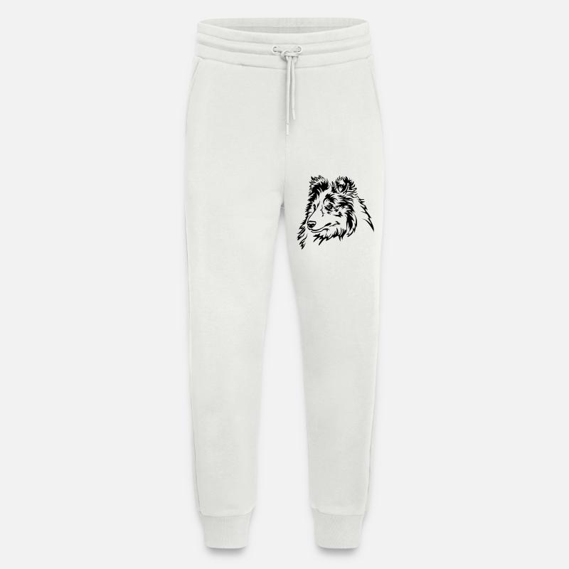 Sheltie Kopf - Pantalon de jogging bio décontracté fabriqué en UE - OFF WHITE