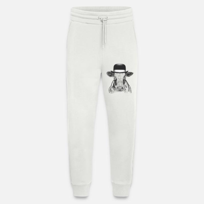  Kuh mit Hut - Jogginghose - made by SPREAD - OFF WHITE