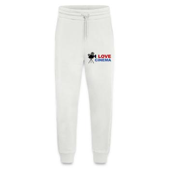 Love Cinema Typographie Rouge Bleu Audacieuse - Pantalon de jogging bio décontracté fabriqué en UE - OFF WHITE - Devant