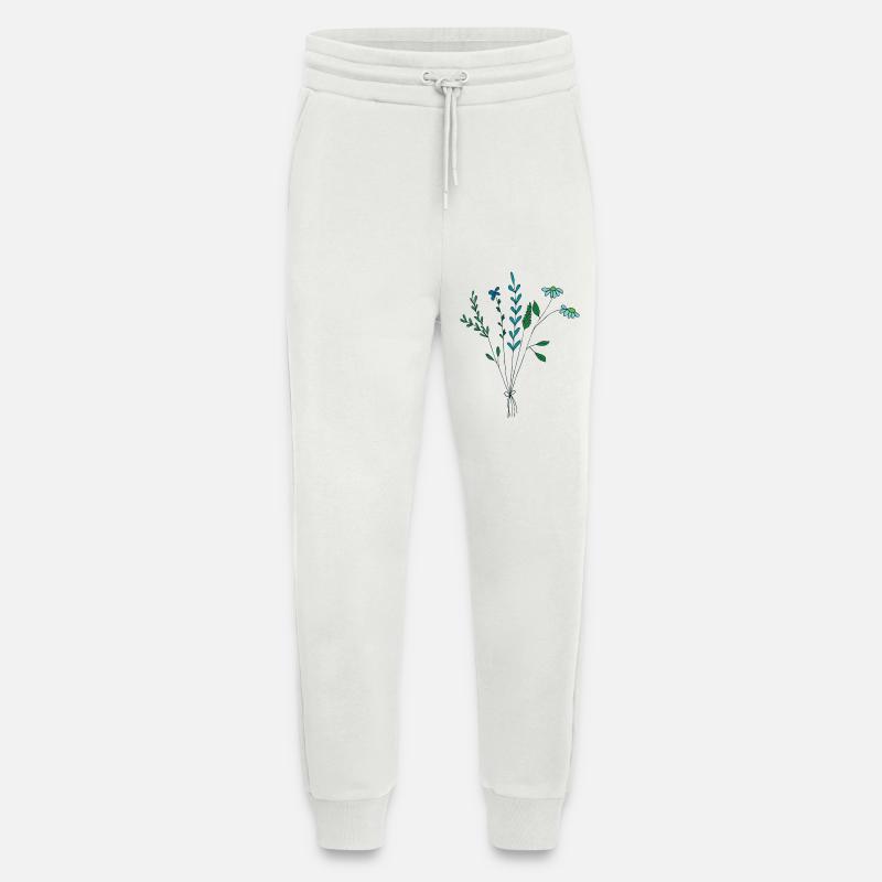 fleur prairie tons bleus fleurs sèches - Pantalon de jogging bio décontracté fabriqué en UE - OFF WHITE