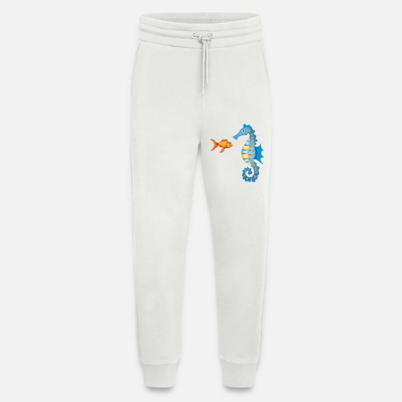 niedlicher Comic Goldfisch und Seepferdchen - Jogginghose - made by SPREAD - OFF WHITE