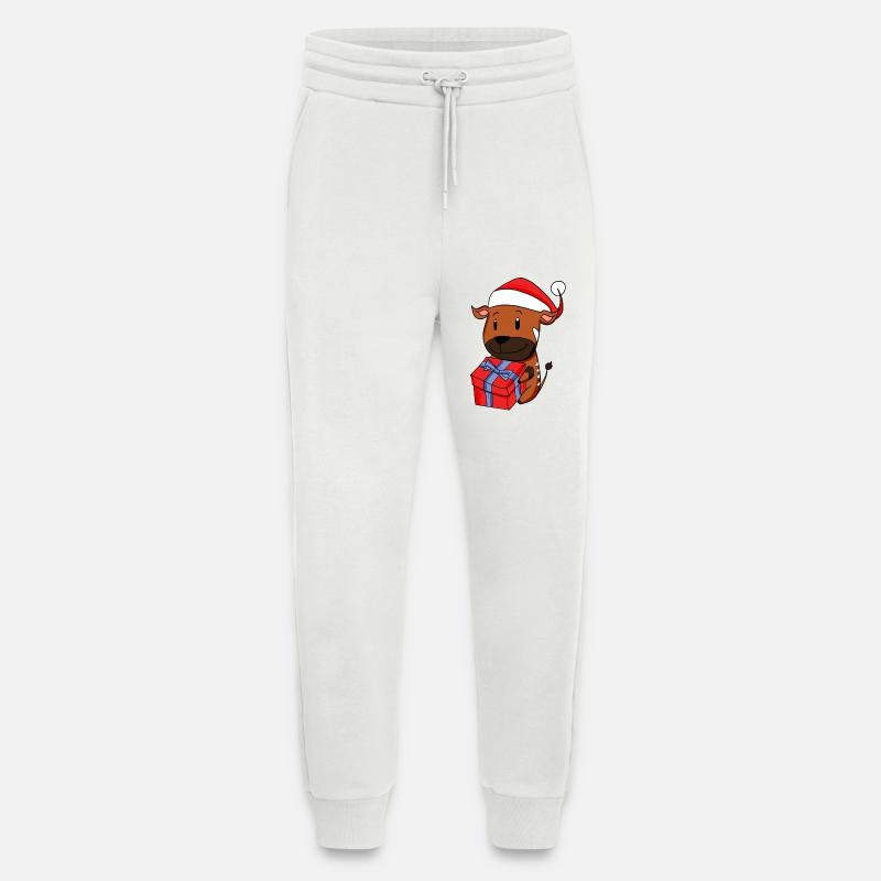 Noël Antilope Bébé avec Cadeau - Pantalon de jogging bio décontracté fabriqué en UE - OFF WHITE