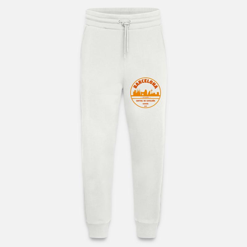 Emblème de la Skyline de Barcelone - Pantalon de jogging bio décontracté fabriqué en UE - OFF WHITE
