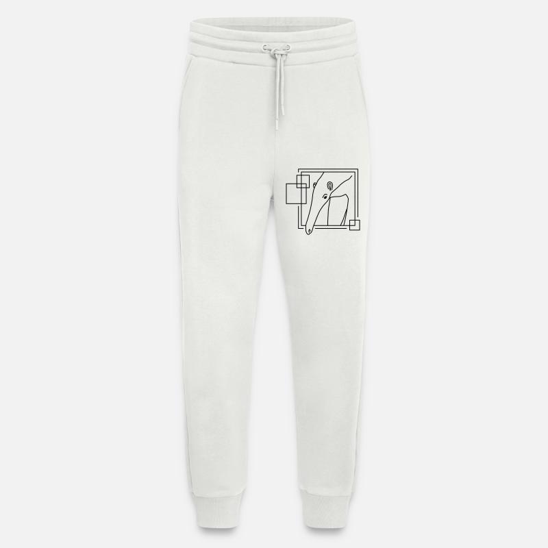 Fourmilier en forme géométrique - Conception d’art au trait - Pantalon de jogging bio décontracté fabriqué en UE - OFF WHITE