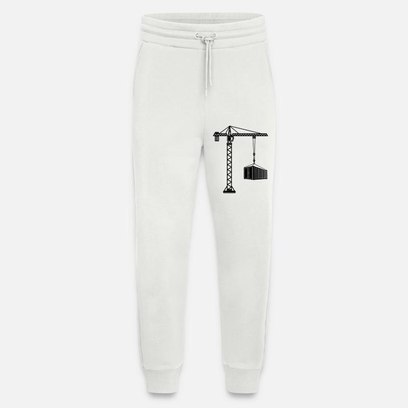 Construction crane with sea container - Jogging Pants - made by SPREAD  - OFF WHITE
