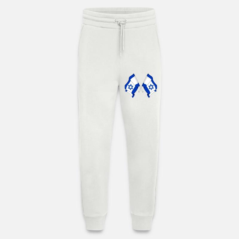 Deux drapeaux d’Israël croisés - Pantalon de jogging bio décontracté fabriqué en UE - OFF WHITE