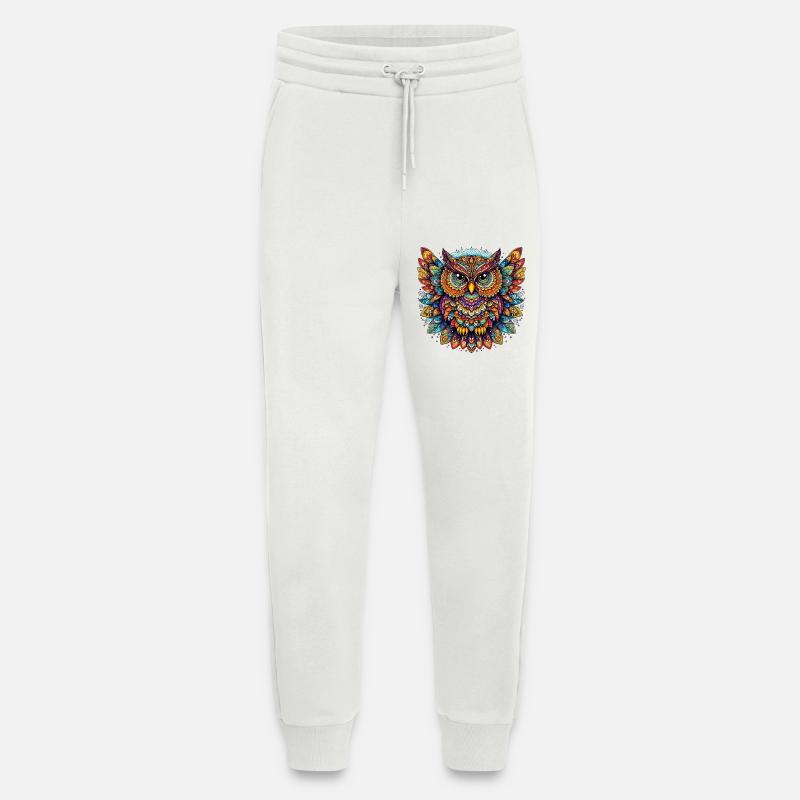 Eule mit Mandalas verziert - Jogginghose - made by SPREAD - OFF WHITE