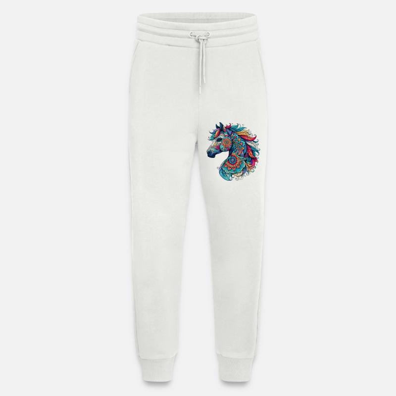 Pferd mit Mandalas verziert - Jogginghose - made by SPREAD - OFF WHITE
