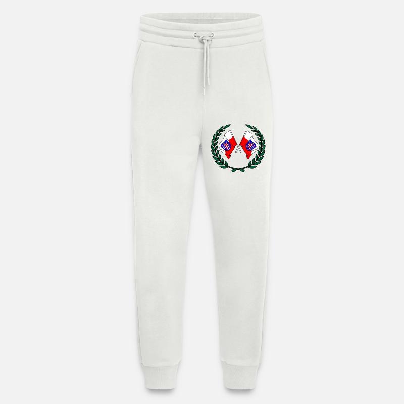 Drapeaux Thuringe couronne de laurier - Pantalon de jogging bio décontracté fabriqué en UE - OFF WHITE