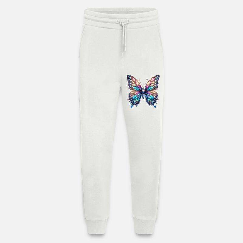 Butterfly, Diamond, Diamonds, Crystals, Crystal - Jogging Pants - made by SPREAD  - OFF WHITE