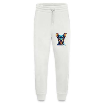 Miniature Pinscher Chien Race Dessin Animé Kawaii - Pantalon de jogging bio décontracté fabriqué en UE - OFF WHITE - Devant