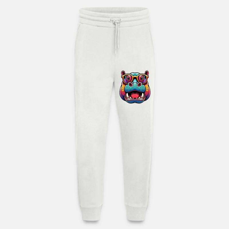 Nilpferd mit Brille - Jogginghose - made by SPREAD - OFF WHITE