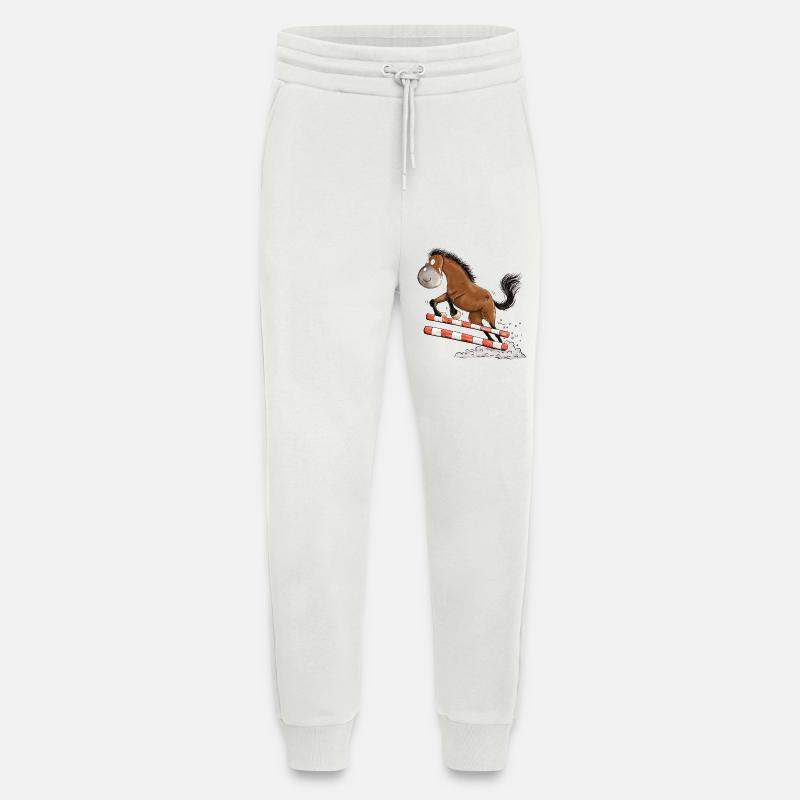 Witziges Springpferd Springreiten Tunier Pferd - Jogginghose - made by SPREAD - OFF WHITE