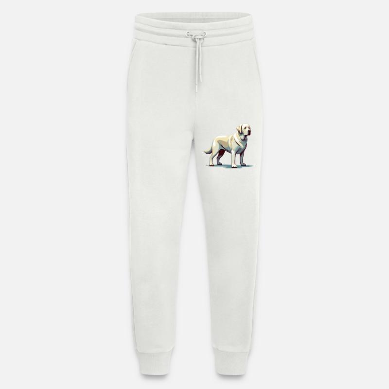Labrador blanc debout - Pantalon de jogging bio décontracté fabriqué en UE - OFF WHITE
