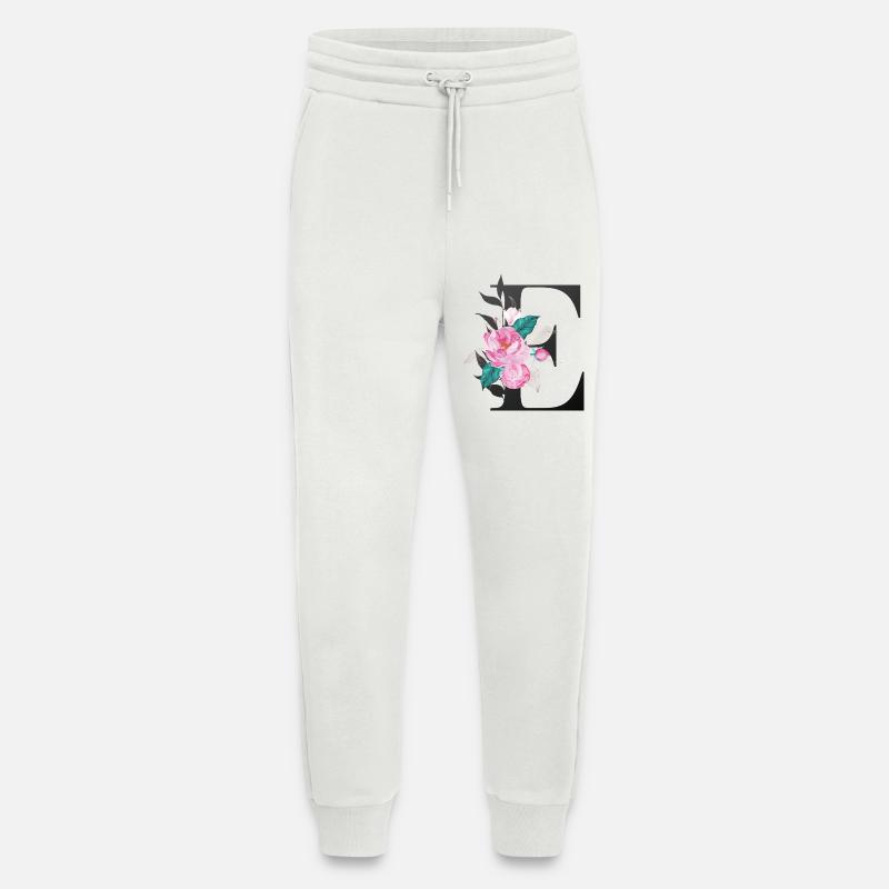 Eleganter Buchstabe 'E' mit Blumen - Jogginghose - made by SPREAD - OFF WHITE