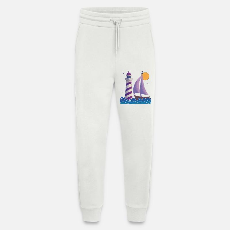Leuchtturm mit Boot - Jogginghose - made by SPREAD - OFF WHITE