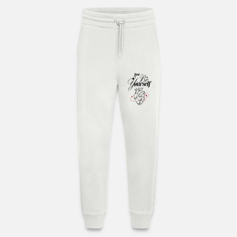 Soyez simplement vous-même – Cœur et lettrage - Pantalon de jogging bio décontracté fabriqué en UE - OFF WHITE